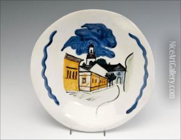 A Ceramic Dish Oil Painting - Gerda Thesleff