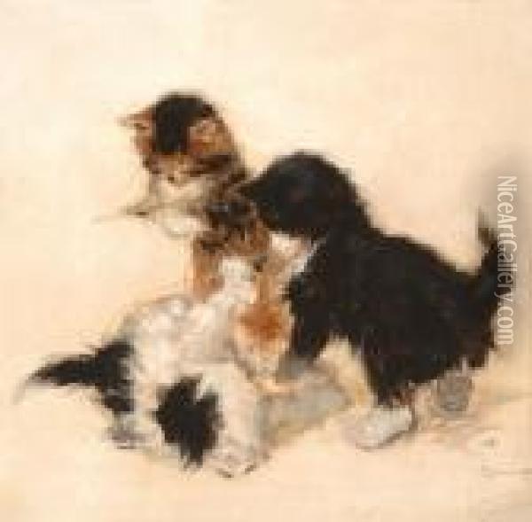 Playing Kittens Oil Painting - Henriette Ronner-Knip