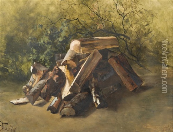 Logs Oil Painting - Antonin Slavicek