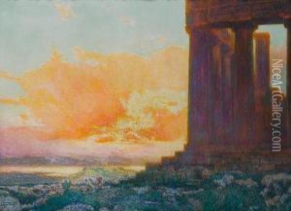 Vue De L'acropole D'athenes Oil Painting - Franz Bernard Gailliard