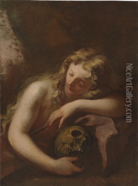 The Penitent Magdalene Oil Painting - Giovanni Antonio Pellegrini