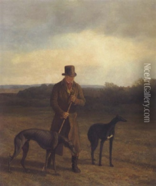Portrait Von Lord Rovers, Begleitet Von Zwei Windhunden Oil Painting - Jacques-Laurent Agasse