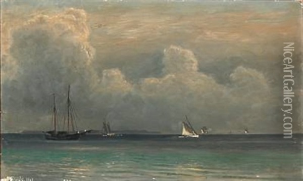 Seascape With Sailing Ships On The Sea Oil Painting - Christian Blache