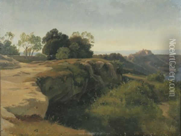 Blick Auf Castel Gandolfo Und Den Albaner See Oil Painting - Friedrich Johann C.E. Preller the Elder