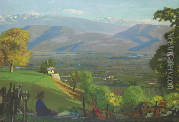 La Vallee De Gresivaudan Oil Painting - Jules Flandrin
