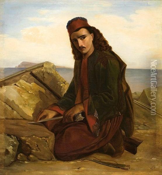Young Greek Oil Painting - Af Louise Caroline Hessen-Kassel