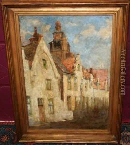 Town Houses Oil Painting - Emile Verbrugge