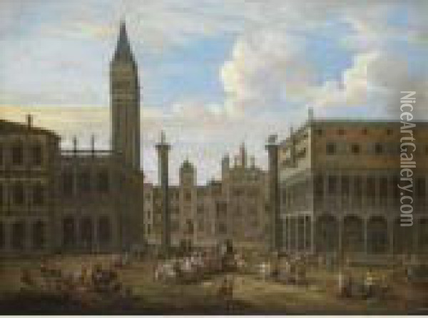 Venice, A Capriccio View Of Saint Mark's Square Oil Painting - Mattijs Schoevaerdts