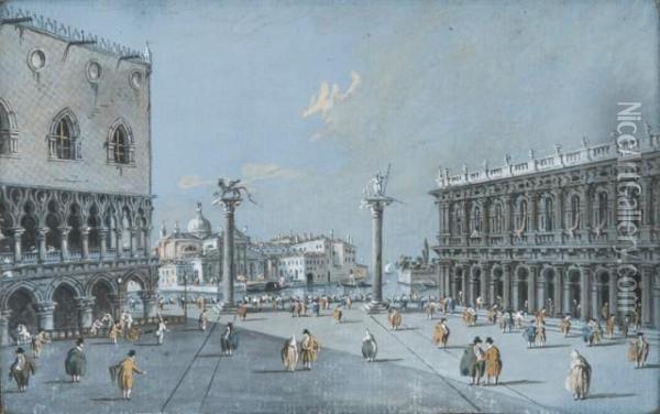Vue De La Place Saint Marc Et Vue De La Piazetta, Venise Oil Painting - Giacomo Guardi