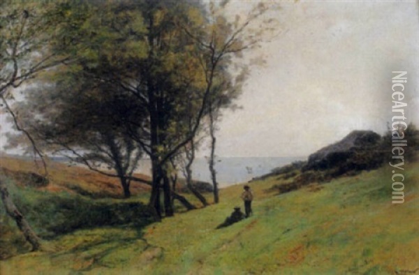 A Concarneau Oil Painting - Gustave Eugene Castan
