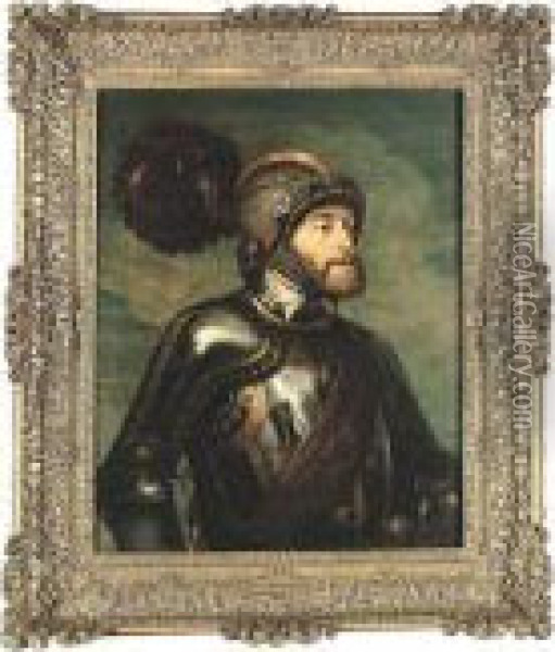 Portrait Of The Emperor Charles V In Armor (after Titian) Oil Painting - Peter Paul Rubens