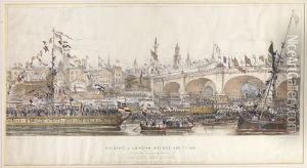 Opening Of London Bridge 1831 Oil Painting - Joseph Nash
