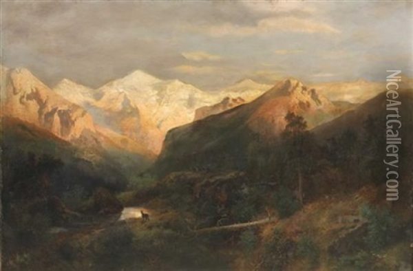 In The Rockies Oil Painting - Hermann Herzog