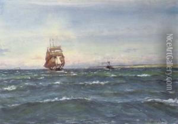 Shipping On The Clyde Oil Painting - John Patrick Downie