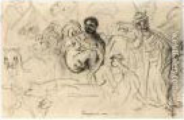 A Bacchanal Oil Painting - Lovis (Franz Heinrich Louis) Corinth