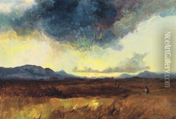 Viharos Taj - Stormy Landscape Oil Painting - Sandor Brodszky