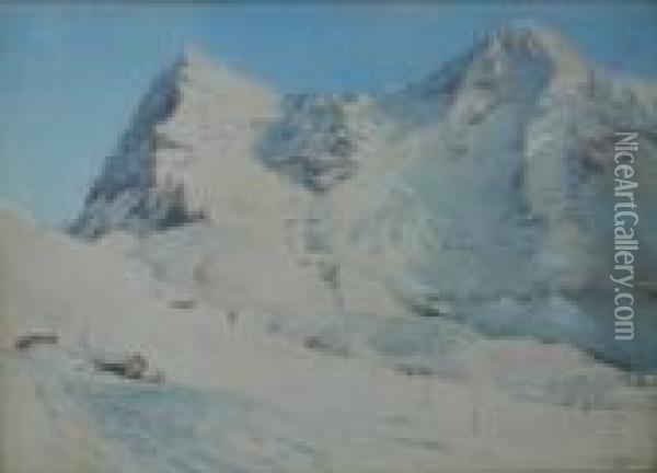 Eigar And Monch From The Wengernalp Oil Painting - Frederick R. Fitzgerald