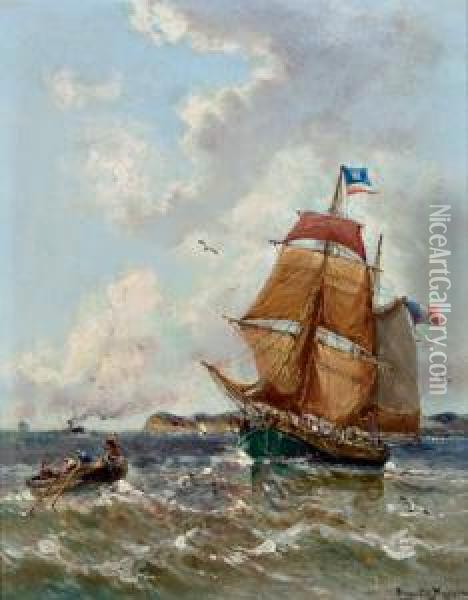 Sonniger Tag - Bretagne Kuste In Der Nahe Von Quimper Oil Painting - Auguste Henri Musin
