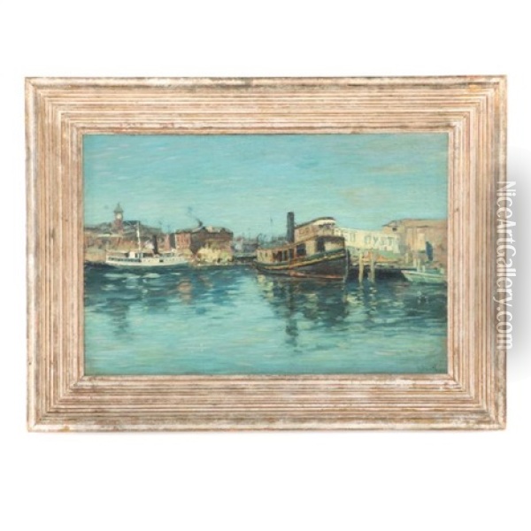 Boats In Harbor Oil Painting - Henry Golden Dearth