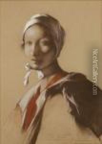 Portrait De Femme Oil Painting - Firmin Baes