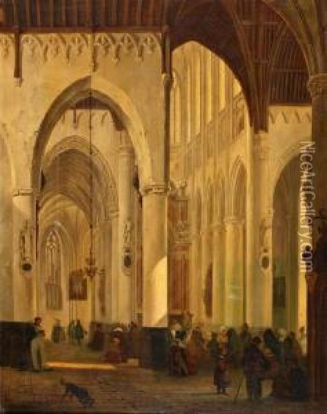 Figuren In Kerkbinnenste Oil Painting - Ignatius Josephus van Regemorter