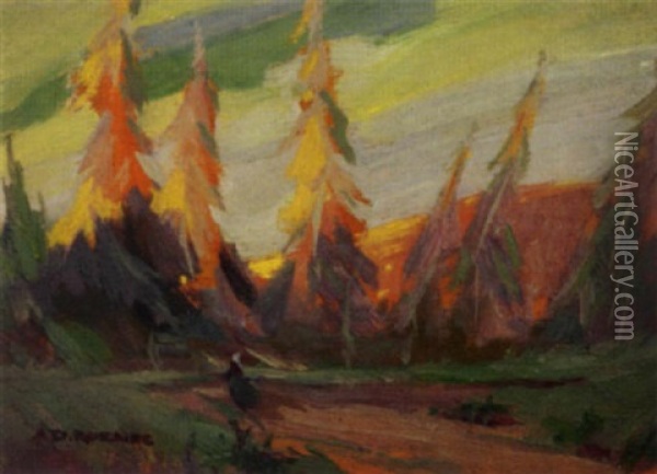 Landscape With Pine Trees Oil Painting - Arthur Dominique Rozaire