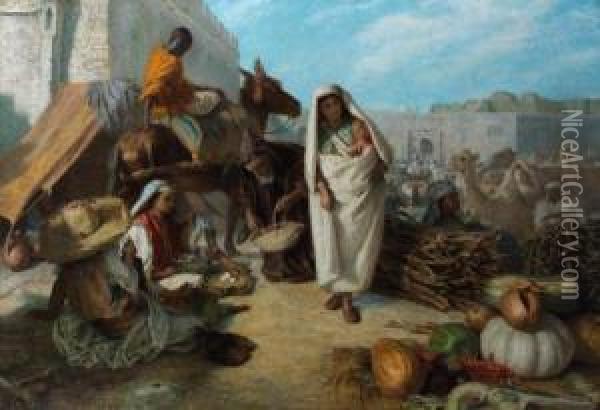 Scene De Marche Au Maroc Oil Painting - John Stirling