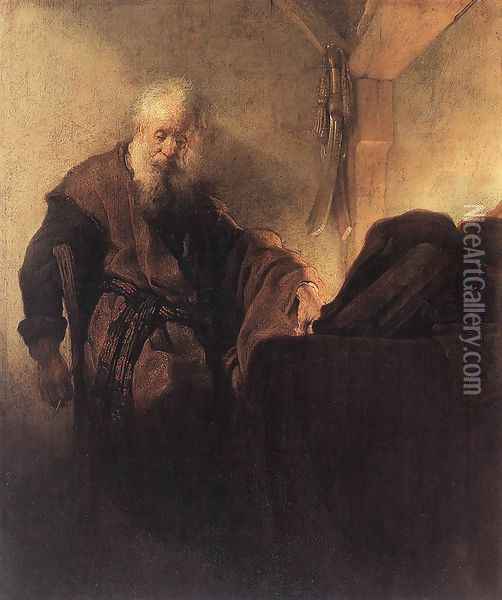 St. Paul at his Writing Desk Oil Painting - Rembrandt Van Rijn