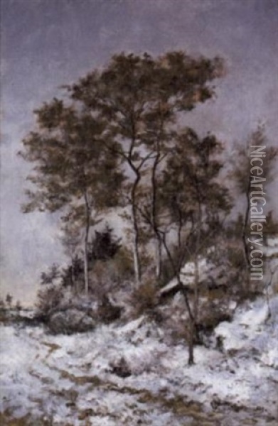 Winterlandschap - Sneeuwlandschap Te Genk Oil Painting - Joseph Theodore Coosemans