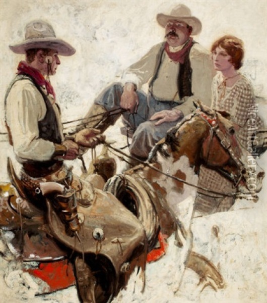 Meeting On The Trail Oil Painting - Herbert Morton Stoops