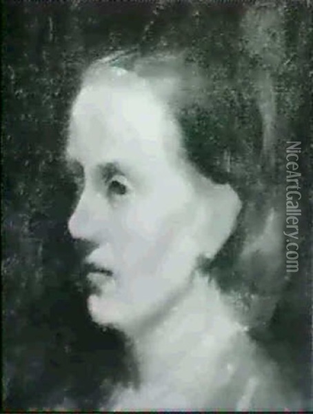 Portraet Af En Ung Pige I Profil Oil Painting - Vilhelm Hammershoi