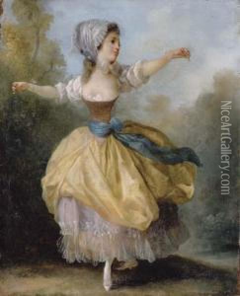 A Young Lady Dancing In A Wooded Glade Oil Painting - Jean-Frederic Schall