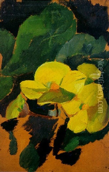 Begonias Jaune Oil Painting - Robert Delaunay