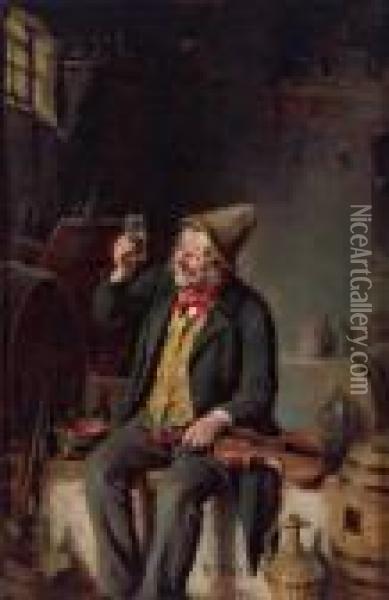 (liptoujvar 1838-1912 Maria Enzersdorf) Un Buon Vino Oil Painting - Hermann Kern