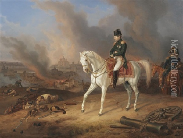 Napoleon Vor Dem Brennenden Smolensk Oil Painting - Albrecht Adam