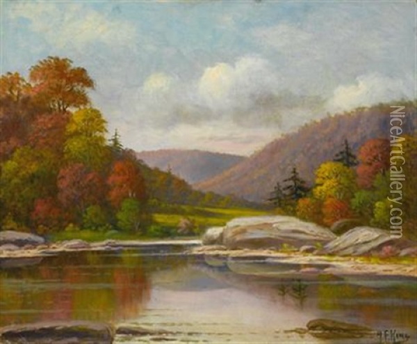 Riverside, Fall Oil Painting - Albert Francis King
