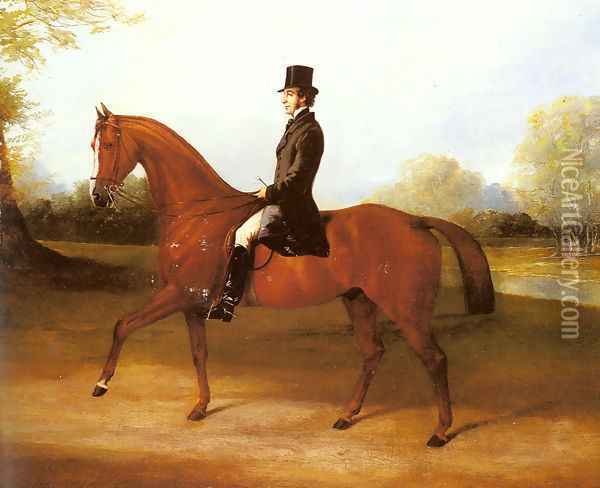 Richard Paget of Cropston, Leicester on a Bay Hunter Oil Painting - Henry Barraud