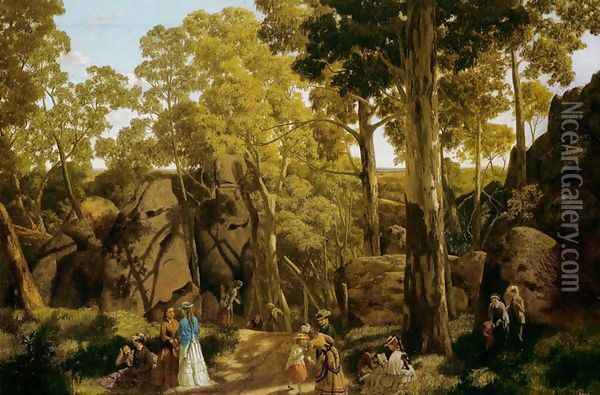 At the Hanging Rock Oil Painting - William Ford