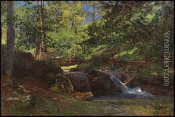 Sunlit Woods Oil Painting - Aaron Allan Edson