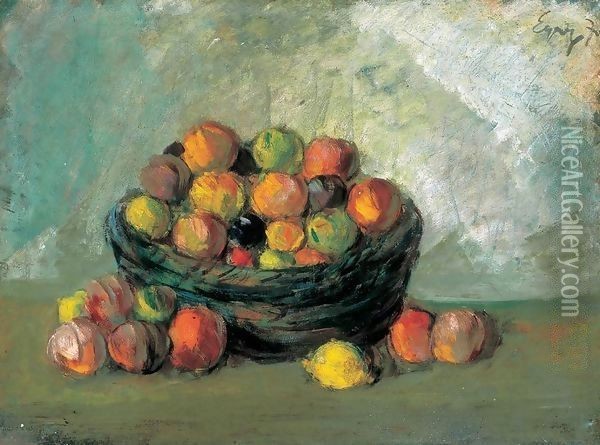 Bowl of Fruits Oil Painting - Jeno Gadanyi