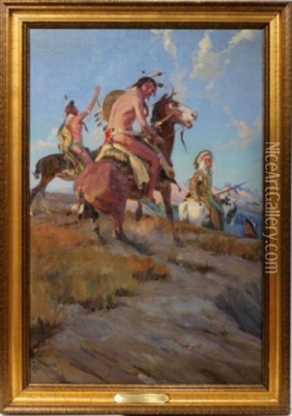 A Hostile Trail Oil Painting - Harry C. Edwards