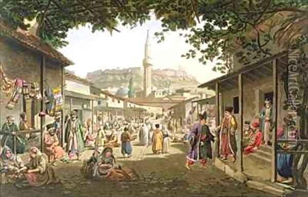 A Bazaar in Athens Oil Painting - Edward Dodwell