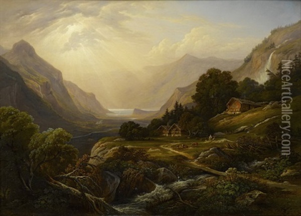 Landschaft Im Berner Oberland Oil Painting - Friedrich Horner