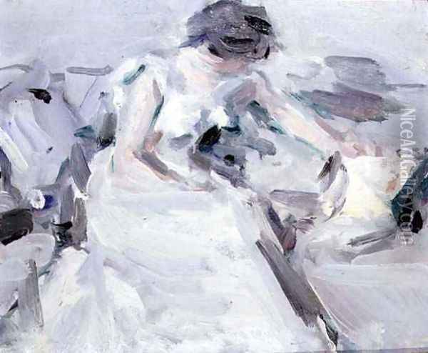 Lady in a White Dress Oil Painting - Samuel John Peploe