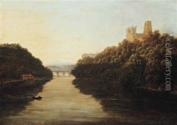 A View Of Durham Oil Painting - John Glover