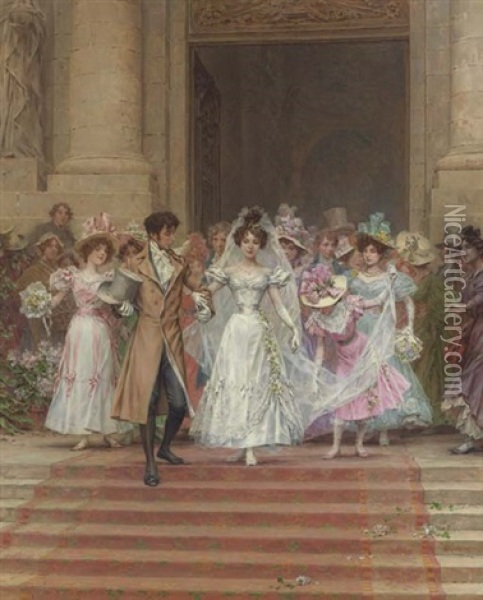 The Wedding, Church Of St. Roch, Paris Oil Painting - Frederik Hendrik Kaemmerer