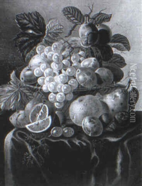 A Still Life Of Fruit On A Table Oil Painting - Johannes Cornelis de Bruyn