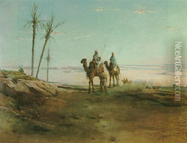 Caravana De Camellos Oil Painting - Manuel Dominguez Y Sanchez
