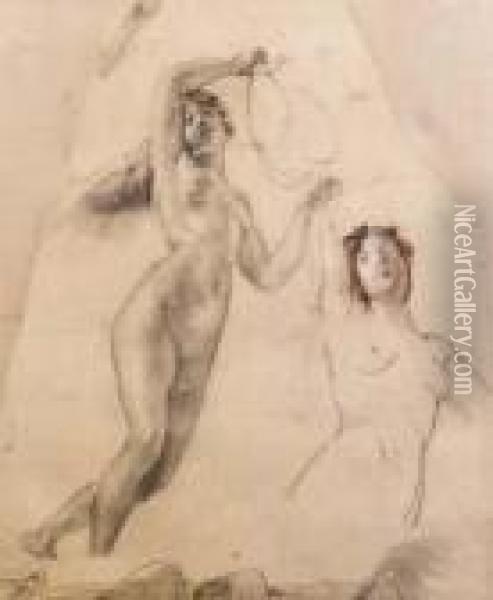Due Nudi Femminili Oil Painting - Mose Bianchi