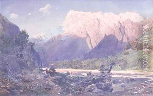 Ravine in the Caucasian Mountains Oil Painting - A. Freyman